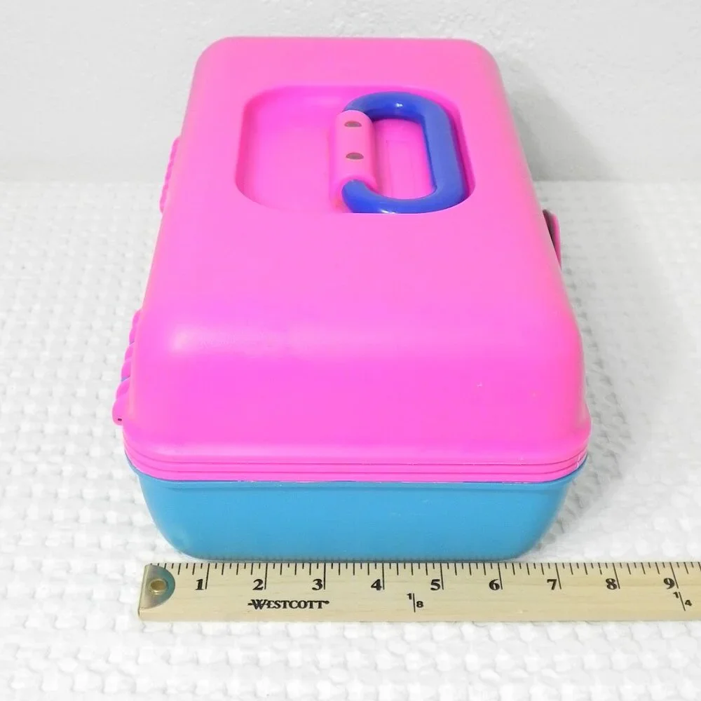 Caboodles Jewelry Make Up Storage Case Vintage Retro Pink Blue